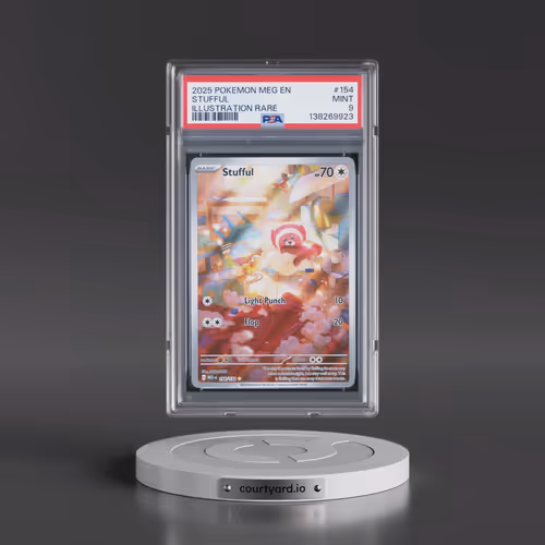 2025 Pokémon Meg EN-Mega Evolution #154 Stufful - Illustration Rare (PSA 9 MINT)