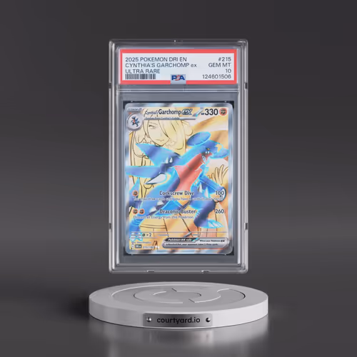 2025 Pokémon Dri EN-Destined Rivals #215 Cynthia's Garchomp EX - Holo Ultra Rare (PSA 10 GEM MINT)