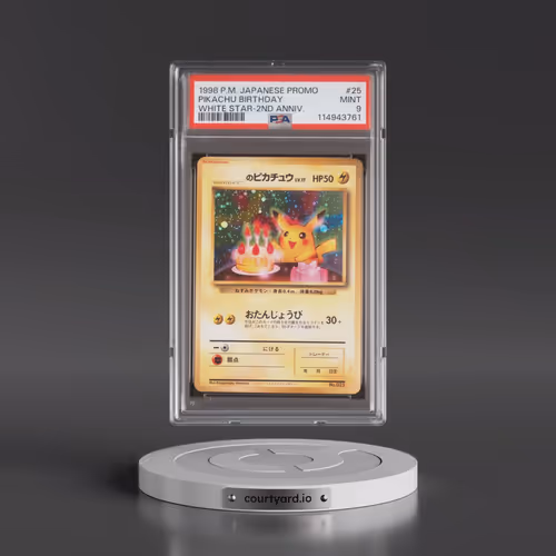 1998 Pokémon Promo #25 Pikachu Birthday - White Star-2nd Anniv. (PSA 9 MINT)