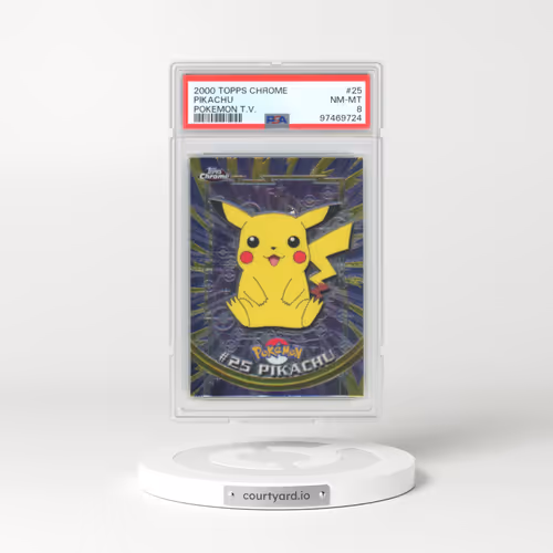 2000 Chrome Series 1 #25 Pikachu - Chrome (Topps Chrome Stamp on Front of Card) (PSA 8 NM-MT)
