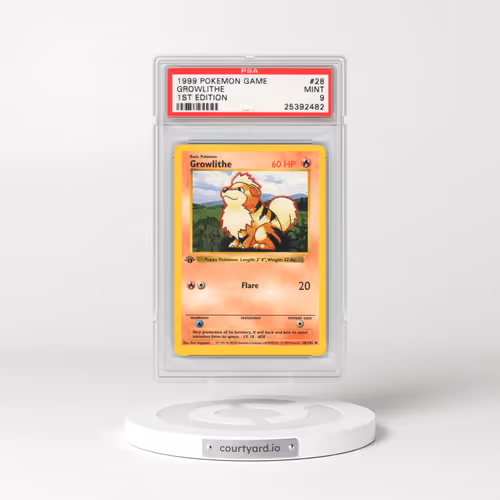 1999 Pokémon Game #28 Growlithe - 1st Edition (PSA 9 MINT)