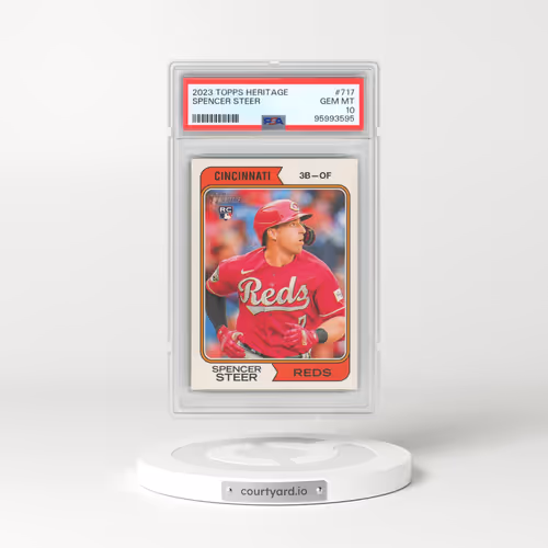 2023 Topps Heritage #717 Spencer Steer (PSA 10 GEM MINT)