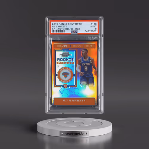 2019 Panini Contenders Optic #113 RJ Barrett - SP-Autograph-Red (PSA 9 MINT)