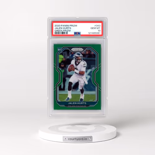 2020 Panini Prizm #343 Jalen Hurts - Green Prizm (PSA 10 GEM MINT)