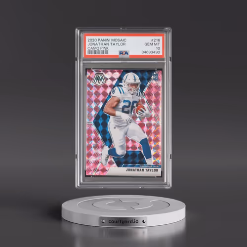 2020 Panini Mosaic #216 Jonathan Taylor - Camo Pink (PSA 10 GEM MINT)