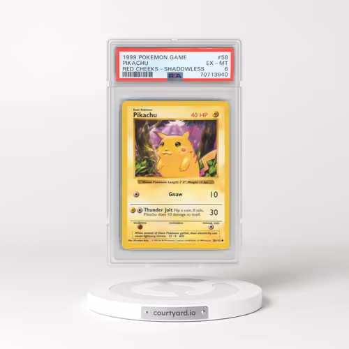 1999 Pokémon Game #58 Pikachu - Shadowless Red Cheeks (PSA 6 EX-MT)