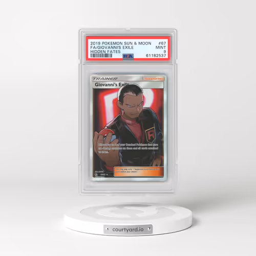 2019 Pokémon Sun & Moon Hidden Fates #67 Giovanni's Exile - Full Art (PSA 9 MINT)