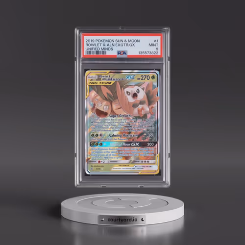 2019 Pokémon Sun & Moon Unified Minds #1 Rowlet & Alolan Exeggutor GX - Holo (PSA 9 MINT)