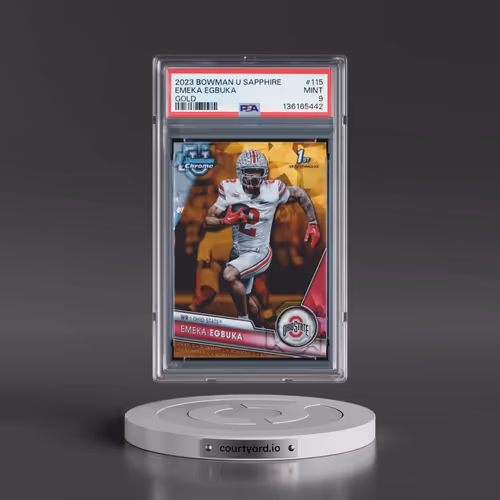 2023 Bowman University Chrome Sapphire #115 Emeka Egbuka - Gold (PSA 9 MINT)