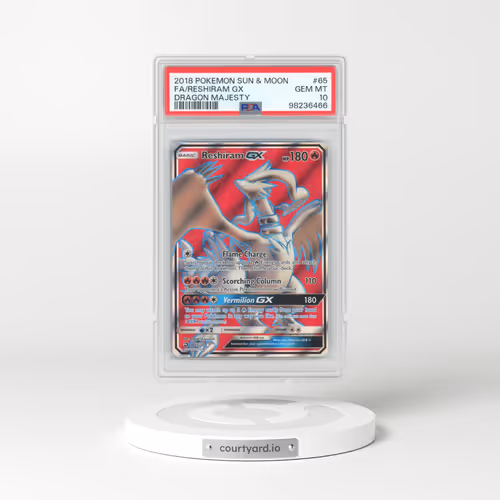 2018 Pokémon Sun & Moon Dragon Majesty #65 Reshiram GX - Holo Full Art (PSA 10 GEM MINT)