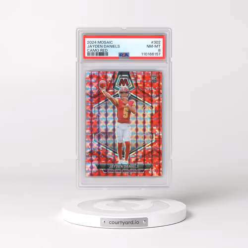 2024 Panini Mosaic #302 Jayden Daniels - Camo Red (PSA 8 NM-MT)
