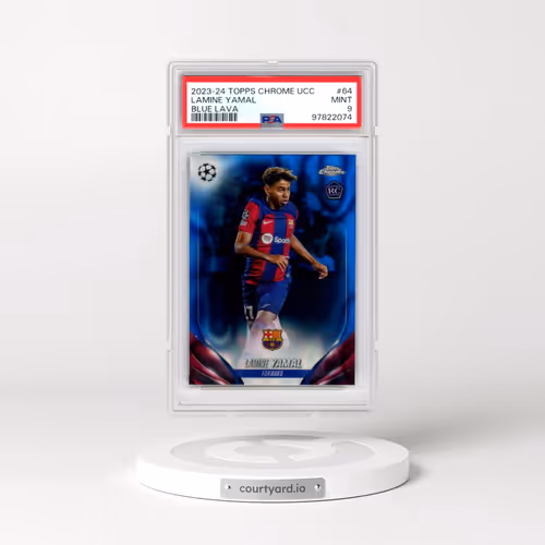 2023-24 Topps Chrome UEFA Club Competitions #64 Lamine Yamal - Blue Lava (PSA 9 MINT)