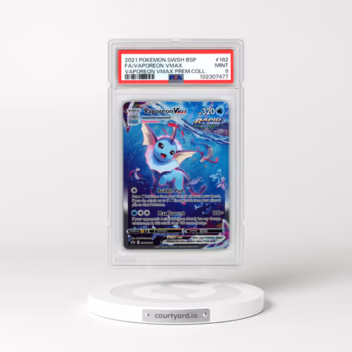 2021 Pokémon Swsh Black Star Promo #182 Vaporeon Vmax - Full Art Vaporeon Vmax Premium Collection (PSA 9 MINT)