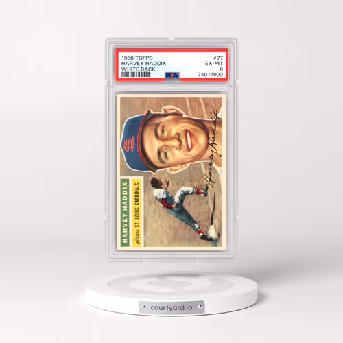1956 Topps #77 Harvey Haddix - White Back (PSA 6 EX-MT)