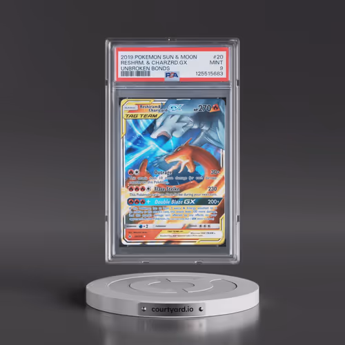 2019 Pokémon Sun & Moon Unbroken Bonds #20 Reshiram & Charizard GX - Holo (PSA 9 MINT)