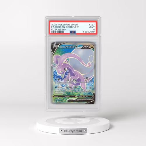 2022 Pokémon Sword & Shield Lost Origin #187 Hisuian Goodra V - Holo Full Art (PSA 9 MINT)