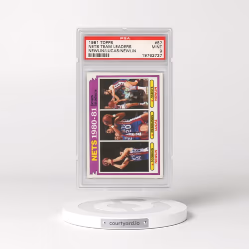 1981 Topps #57 Nets Team Leaders - Newlin/Lucas/Newlin (PSA 9 MINT)