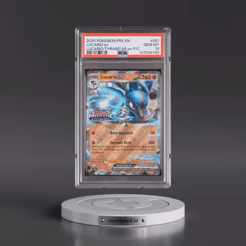 2025 Pokémon Pre EN-Prismatic Evolutions #051 Lucario EX - Holo Lucario EX & Tyranitar EX Premium Co