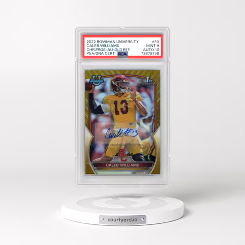 2022 Bowman University Chrome Prospects #50 Caleb Williams - Autograph-Gold Refractor (PSA 9 MINT)