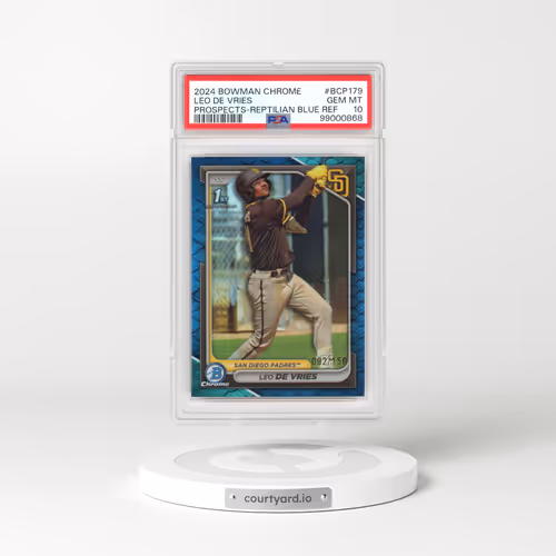 2024 Bowman Chrome Prospects #BCP179 Leo de Vries - Reptilian Blue Refractor (PSA 10 GEM MINT)