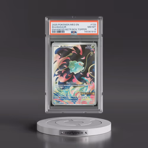 2025 Pokémon Meg EN-Mega Evolution #133 Bulbasaur - Enhanced Booster Box Topper (PSA 8 NM-MT)