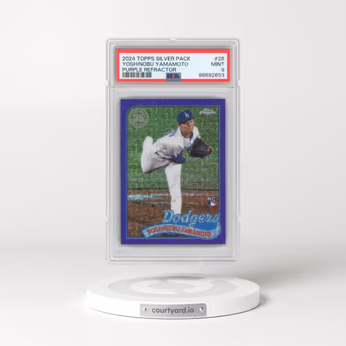 2024 Topps Silver Pack 1989 Chrome Promo #26 Yoshinobu Yamamoto - Series 2-Purple Refractor (PSA 9 MINT)