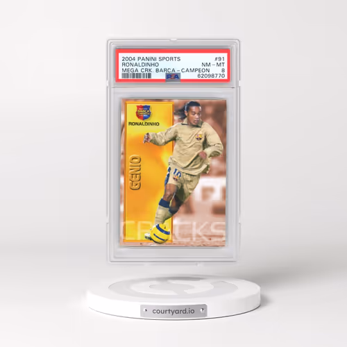2004 Panini Sports Mega Cracks Barca #91 Ronaldinho - Campeon (Spanish) (PSA 8 NM-MT)