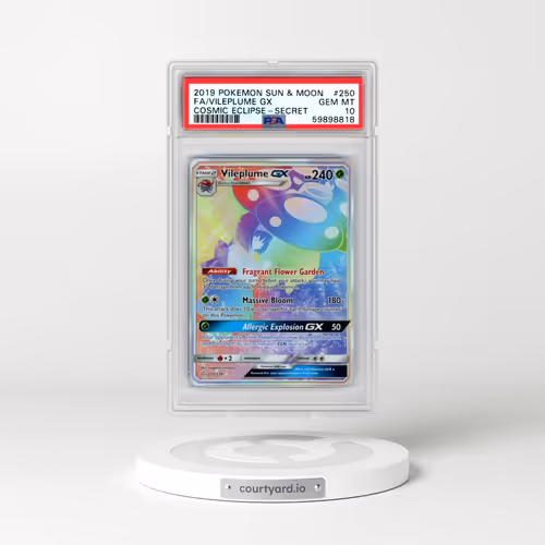 2019 Pokémon Sun & Moon Cosmic Eclipse #250 Vileplume GX - Holo Full Art Secret (PSA 10 GEM MINT)