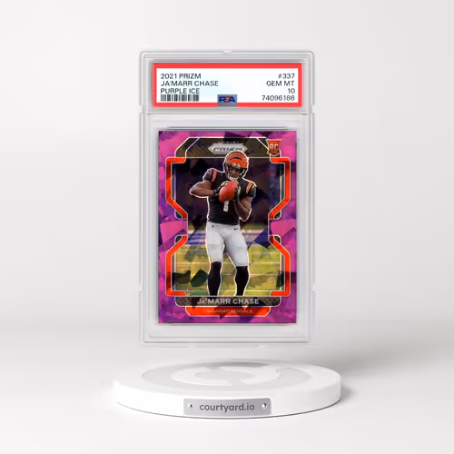 2021 Panini Prizm #337 JA'Marr Chase - Purple Ice (PSA 10 GEM MINT)
