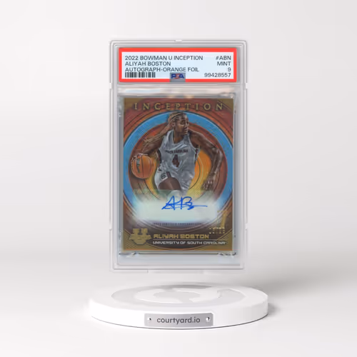 2022 Bowman University Inception Autographs #ABN Aliyah Boston - Orange Foil (PSA 9 MINT)