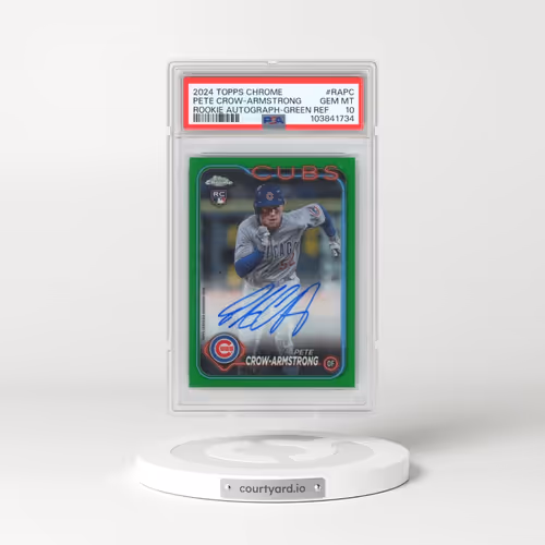 2024 Topps Chrome Rookie Autographs #RAPC Pete Crow-Armstrong - Green Refractor (PSA 10 GEM MINT)