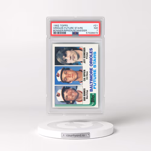 1982 Topps #21 Orioles Future Stars - Bonner/Ripken/Schneider (PSA 7 NM)