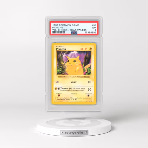 1999 Pokémon Game #58 Pikachu - Shadowless Yellow Cheeks (PSA 7 NM)