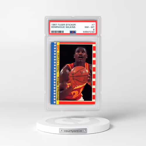 1987 Fleer Sticker #7 Dominique Wilkins (PSA 8 NM-MT)