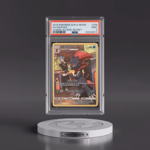 2019 Pokémon Sun & Moon Cosmic Eclipse #238 Weavile - Full Art Secret (PSA 9 MINT)