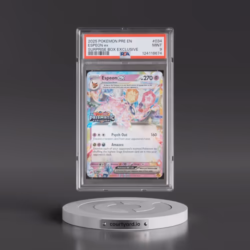 2025 Pokémon Pre EN-Prismatic Evolutions #034 Espeon EX - Holo Surprise Box Exclusive (PSA 9 MINT)