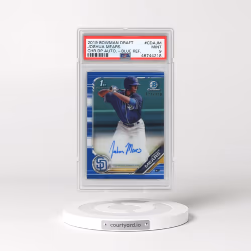 2019 Bowman Draft Chrome Draft Picks Autograph #CDAJM Joshua Mears - Blue Refractor (PSA 9 MINT)