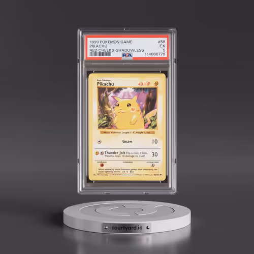 1999 Pokémon Game #58 Pikachu - Shadowless Red Cheeks (PSA 5 EX)