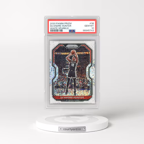 2020 Panini Prizm #38 DE'Andre Hunter - White Sparkle (PSA 10 GEM MINT)