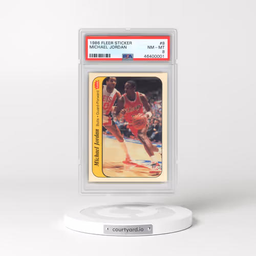 1986 Fleer Sticker #8 Michael Jordan (PSA 8 NM-MT)