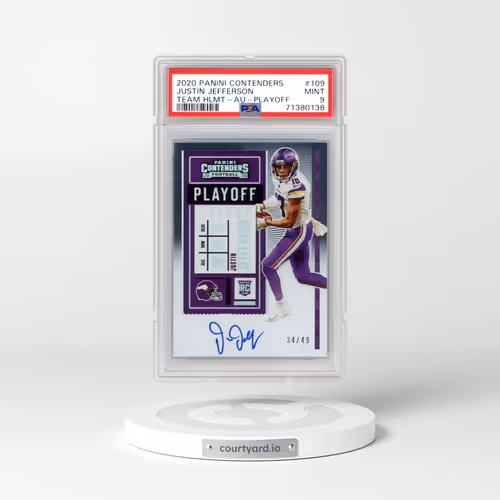 2020 Panini Contenders #109 Justin Jefferson - Variation-Autograph-Playoff (PSA 9 MINT)