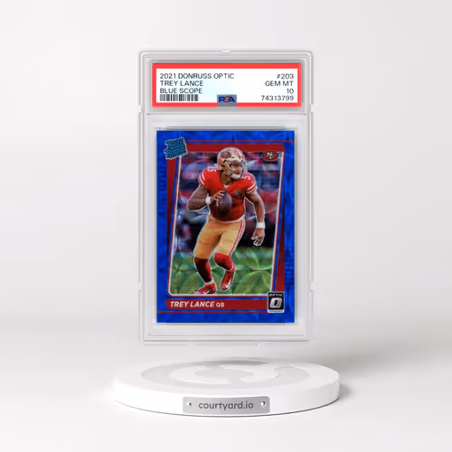 2021 Panini Donruss Optic #203 Trey Lance - Blue Scope (PSA 10 GEM MINT)