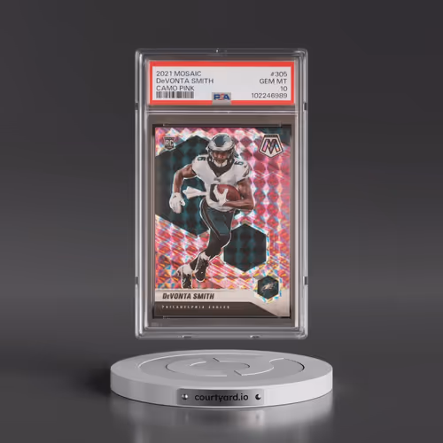 2021 Panini Mosaic #305 DeVonta Smith - Camo Pink (PSA 10 GEM MINT)