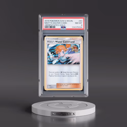 2019 Pokémon Sun & Moon Hidden Fates #63 Misty's Water Command - Holo (PSA 8 NM-MT)