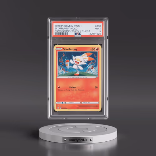 2020 Pokémon Sword & Shield #030 Scorbunny - Holo Cosmos Spring 2020 Collector Chest (PSA 9 MINT)