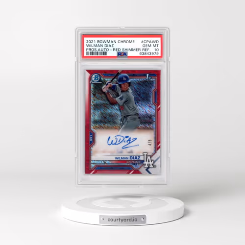 2021 Bowman Chrome Prospect Autographs #CPAWD Wilman Diaz - Red Shimmer Refractor (PSA 10 GEM MINT)