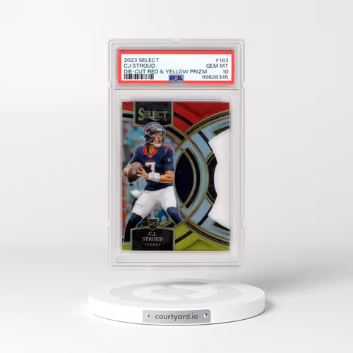 2023 Panini Select #183 CJ Stroud - Die-Cut Red & Yellow Prizm (PSA 10 GEM MINT)