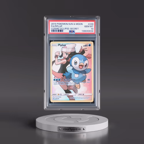 2019 Pokémon Sun & Moon Cosmic Eclipse #239 Piplup - Full Art Secret (PSA 10 GEM MINT)