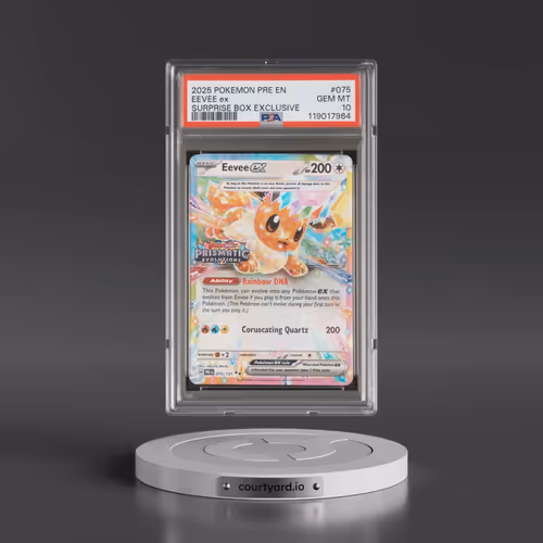 2025 Pokémon Pre EN-Prismatic Evolutions #075 Eevee EX - Holo Surprise Box Exclusive (PSA 10 GEM MIN
