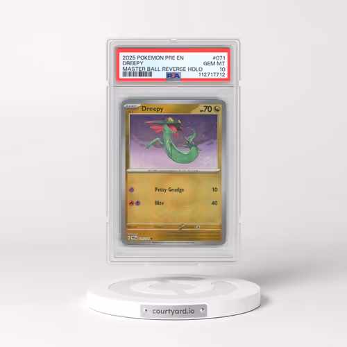 2025 Pokémon Pre EN-Prismatic Evolutions #071 Dreepy - Reverse Holo Master Ball (PSA 10 GEM MINT)